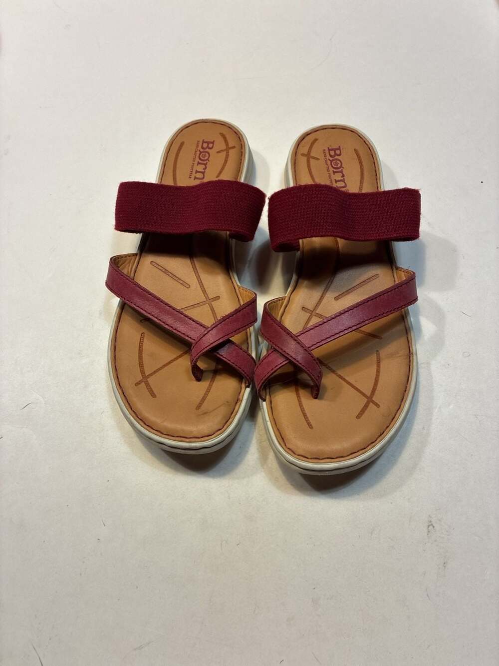 Born Bay Thong Sandals Women's Red Leather & Fabric